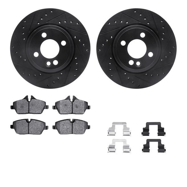 8512-32006, Rotors-Drilled and Slotted-Black w/ 5000 Advanced Brake Pads incl. Hardware, Zinc Coated, Dynamic Friction Co, Mfr#: 8512-32006
